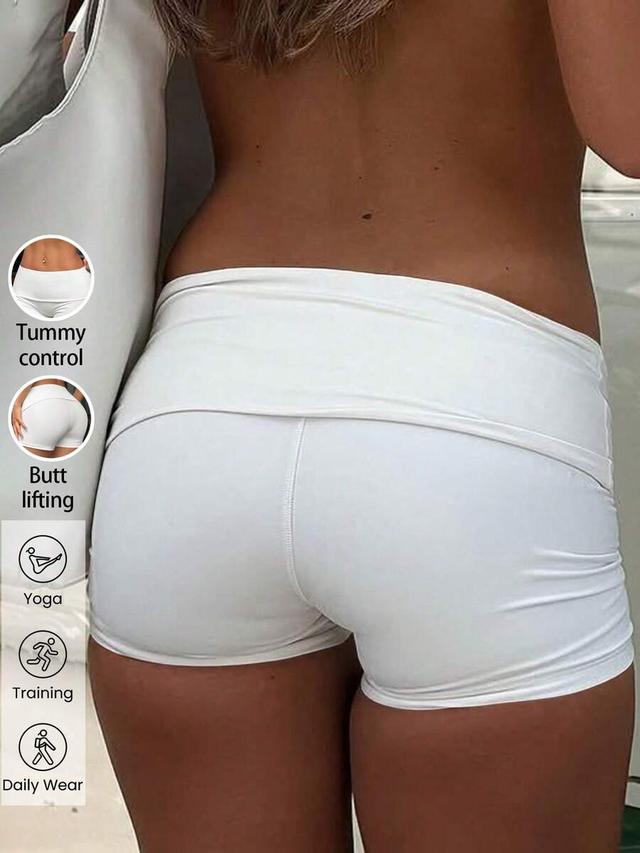muse moon white foldable high waist yoga shorts