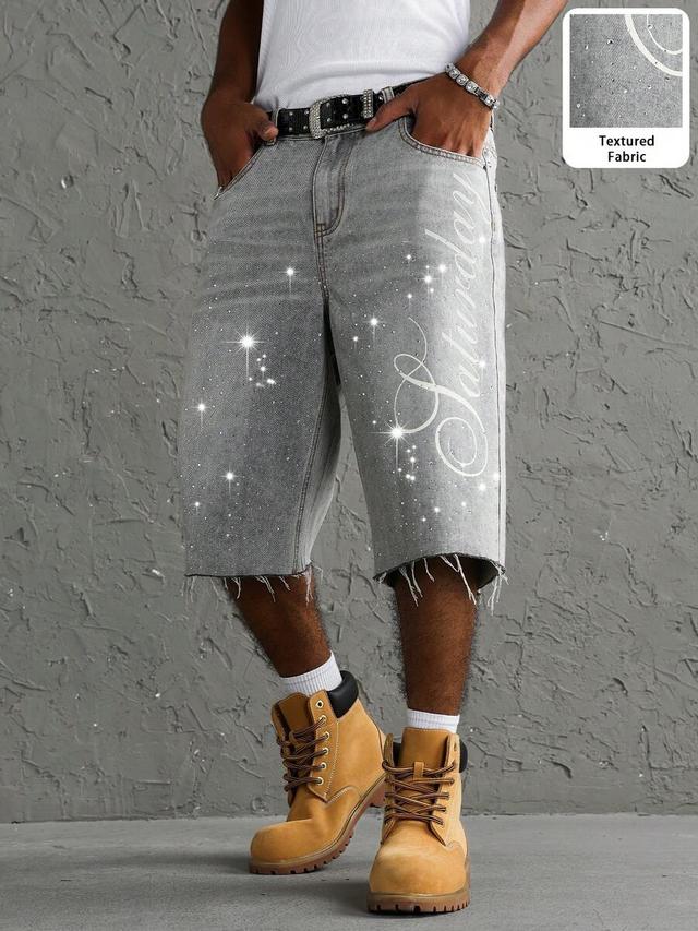 manfinity emrg men's casual daily denim wide leg shorts
