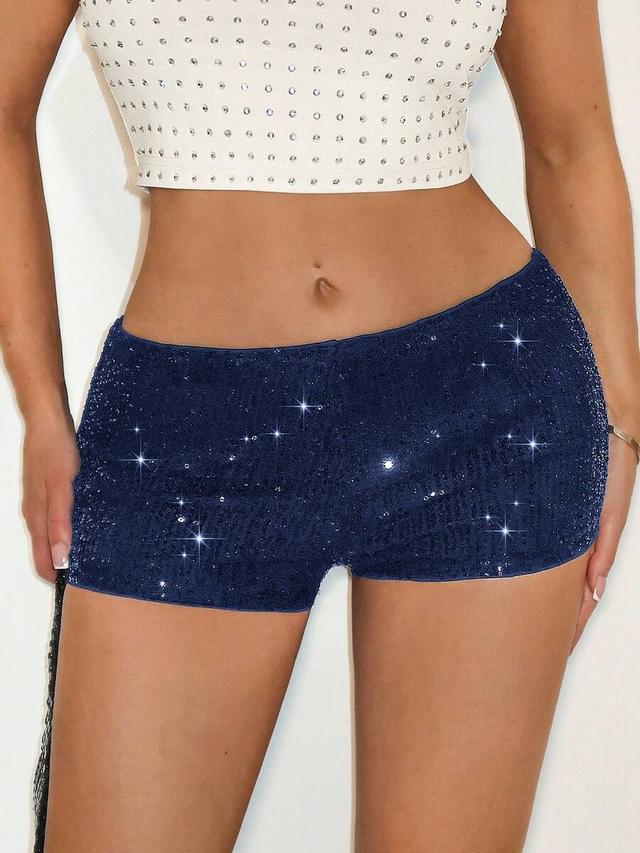 women's black sequin embellished super mini shorts