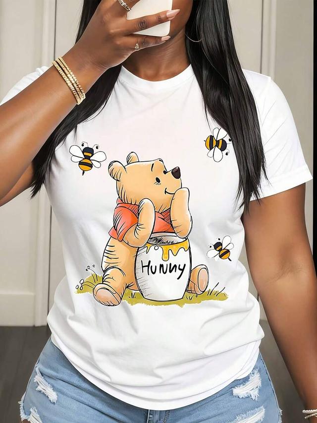 white winnie the pooh graphic print cotton t-shirt