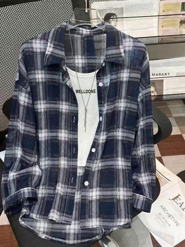 women's lightweight plaid casual loose shirt