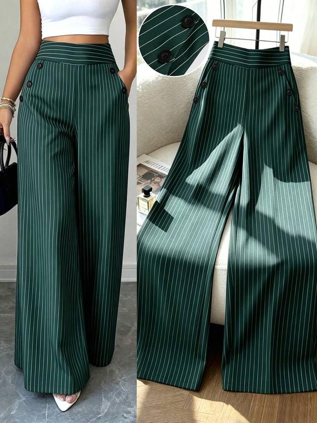 minimalist high waist striped wide leg trousers