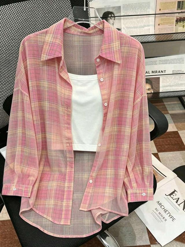 resyla women's casual commuter plaid shirt