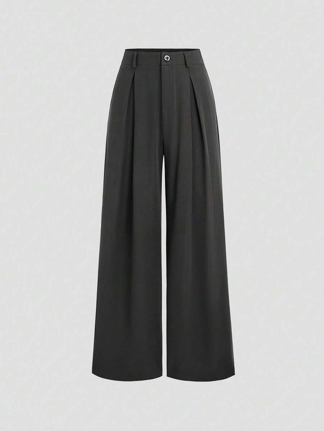 vintage elegant black pleated wide leg trousers
