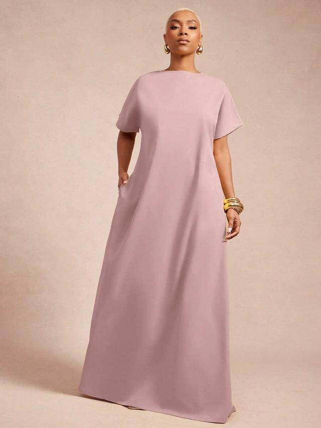 dusty rose minimalist maxi shift dress