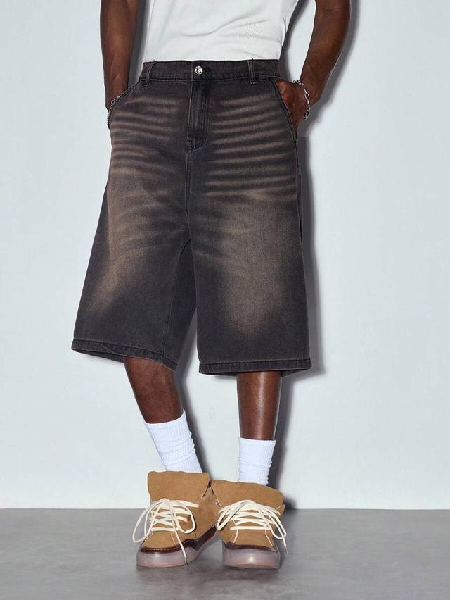 modcrash washed denim streetwear relaxed shorts
