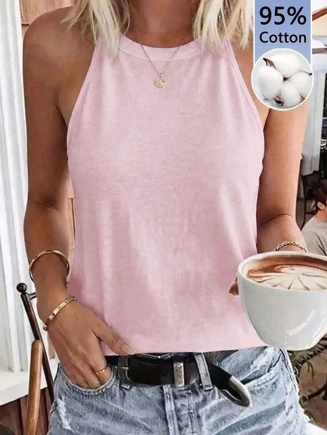 baby pink cotton halter neck tank top