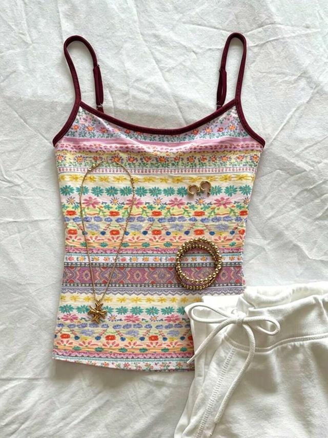 floral print spaghetti strap casual camisole