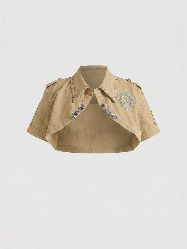 vintage punk academy short sleeve denim cropped jacket