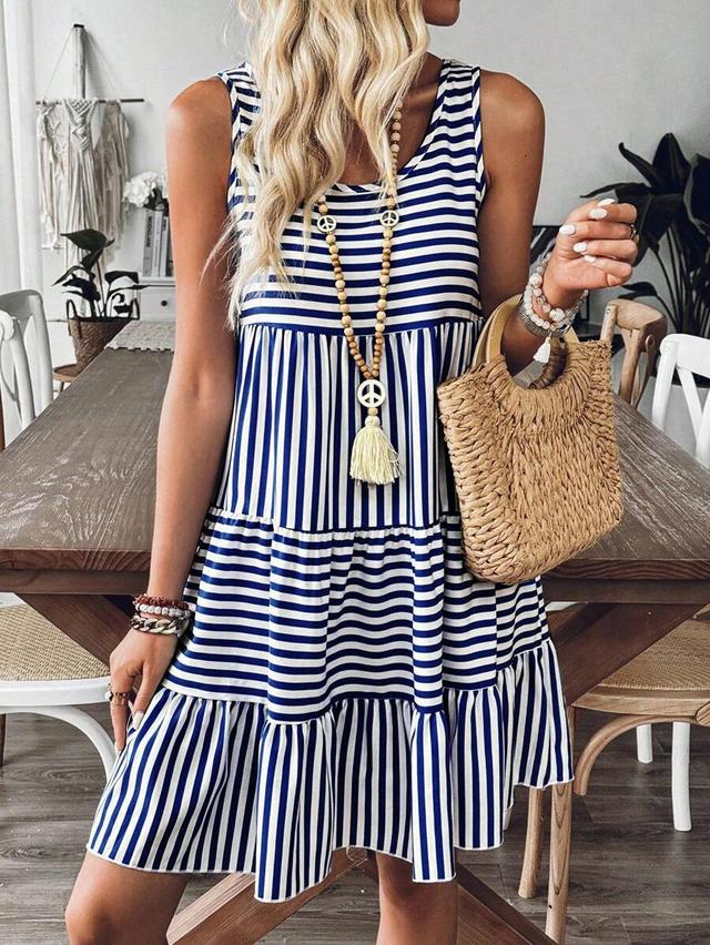 breezaya vacation casual striped women dress