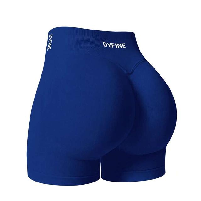 blue seamless elastic butt lifting gym shorts