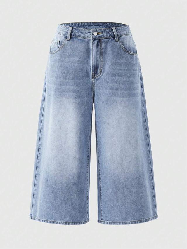 light wash distressed wide-leg denim jeans