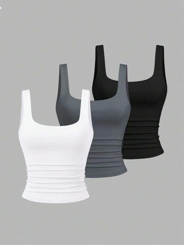 white sweetra women casual pleated scoop neck tank top