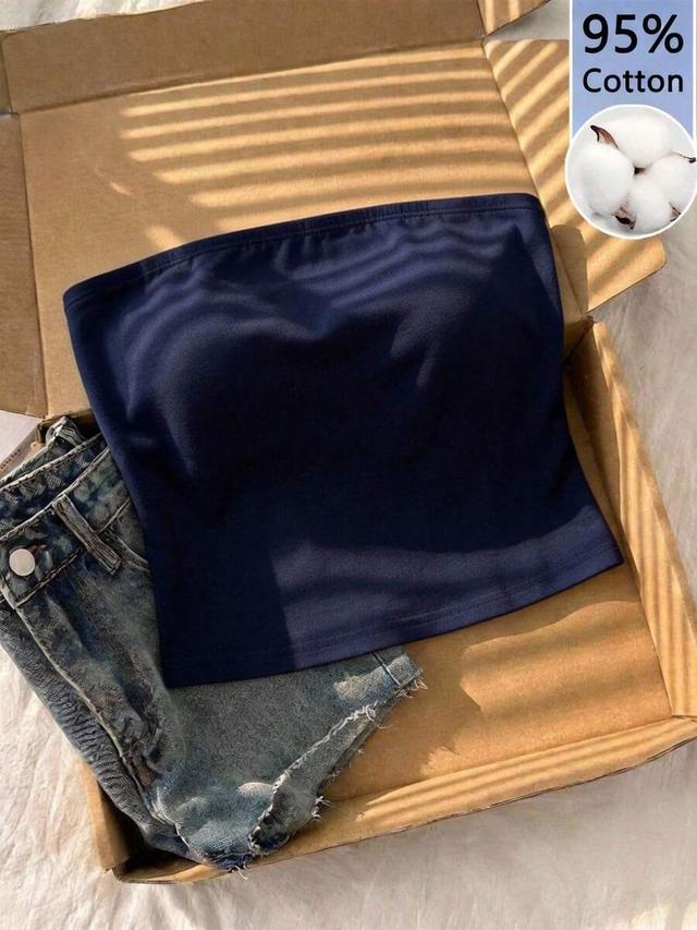 navy blue cotton tube top