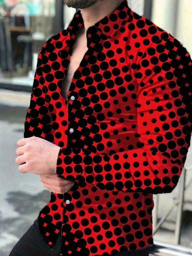 red and black polka dot long sleeve shirt