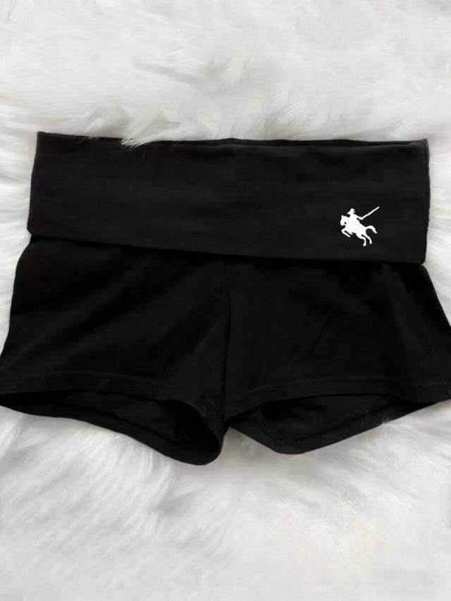 islasuriya black embroidered casual summer versatile shorts