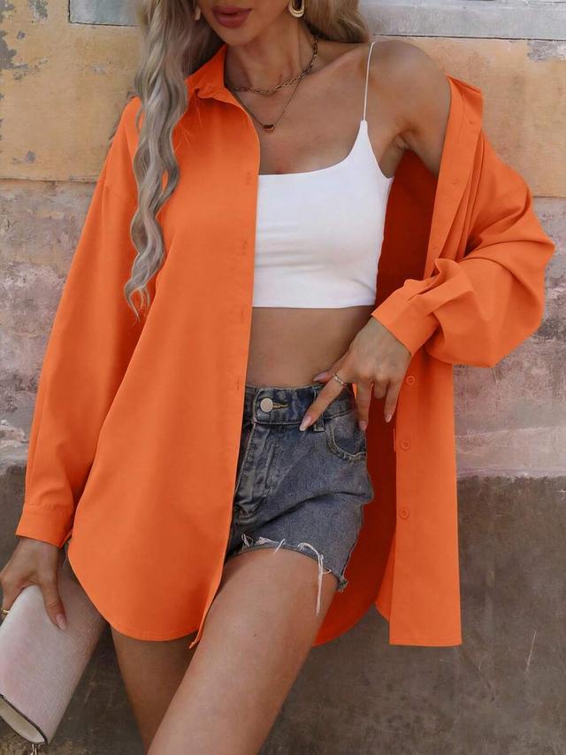 casual burnt orange drop shoulder long shirt