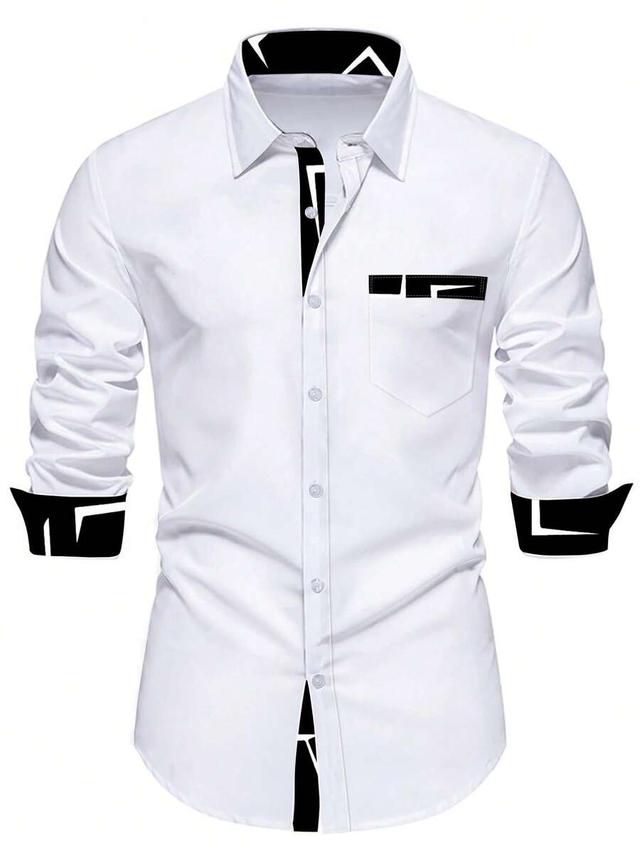 calvornis men's contrast collar long sleeve button-up shirt