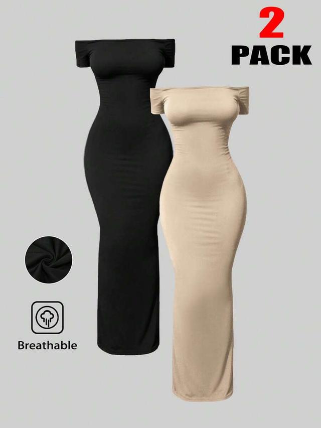 black off-shoulder bodycon maxi dress
