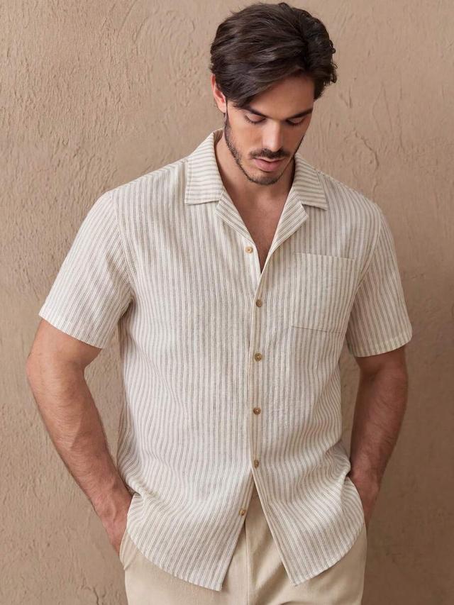 men's striped short sleeve button up shirt