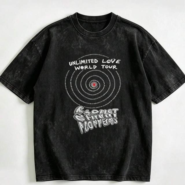 washed black red hot chili peppers graphic t-shirt