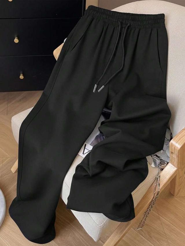 resyla plain long wide leg knitted sweatpants
