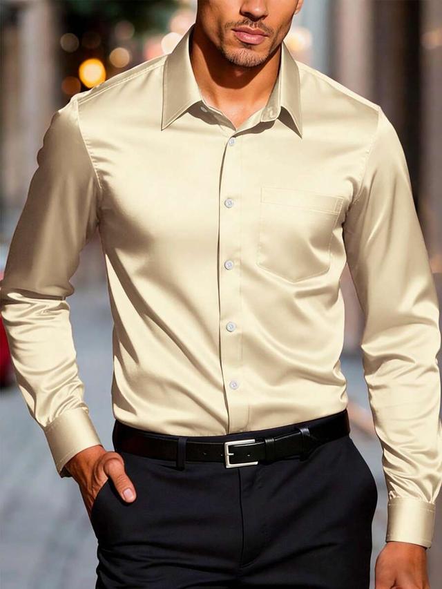 champagne gold twill long sleeve formal dress shirt