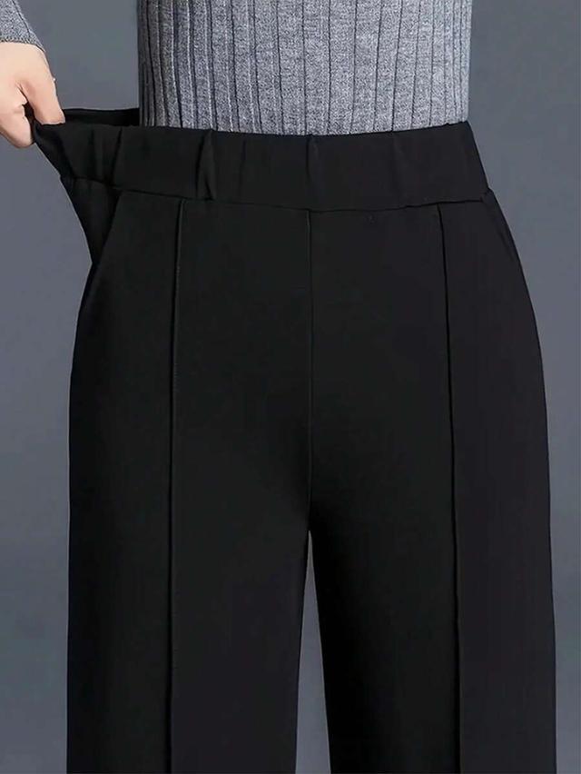black high waist wide leg casual suit trousers