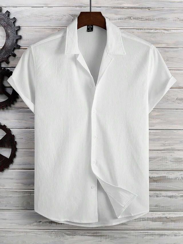 white short sleeve button up formal shirt