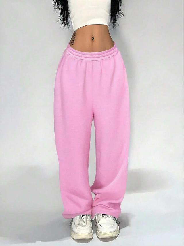 casual pink loose-fit straight-leg sweatpants