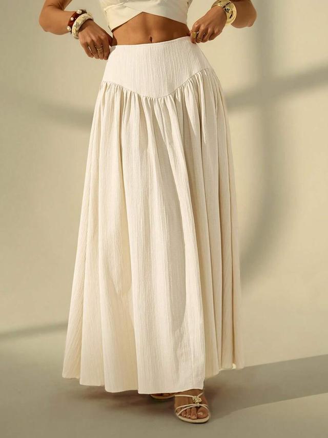casual elegant solid color textured maxi skirt