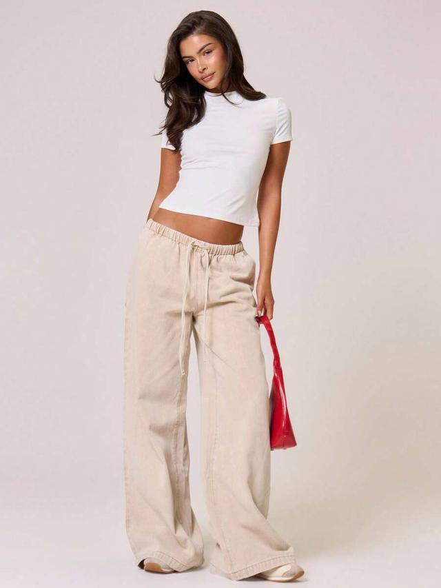 musera drawstring waist wide leg jeans