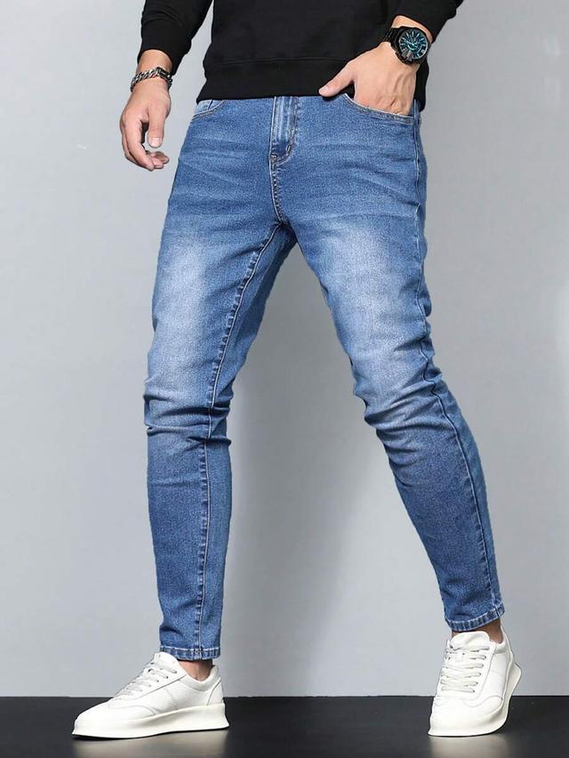washed blue slim fit denim jeans