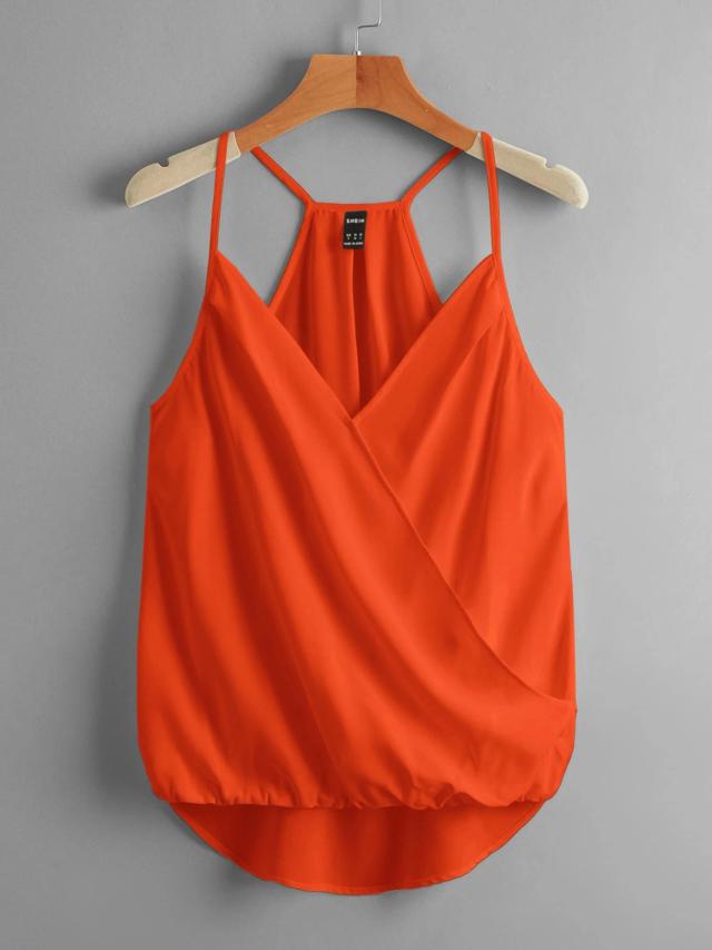 solid orange wrap cami top