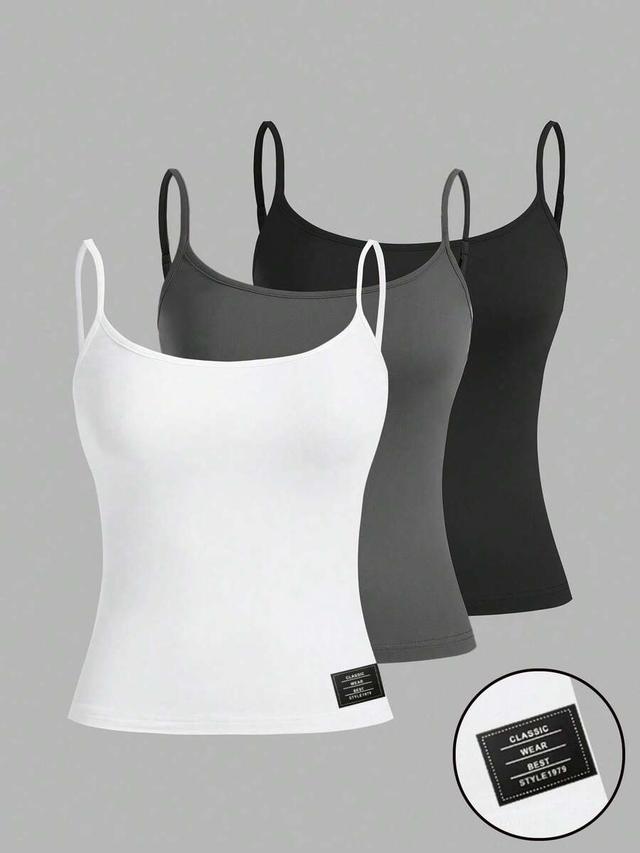 white casual slim fit camisole tank top set