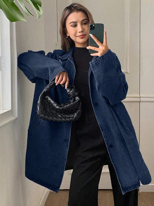 dark wash denim longline jacket
