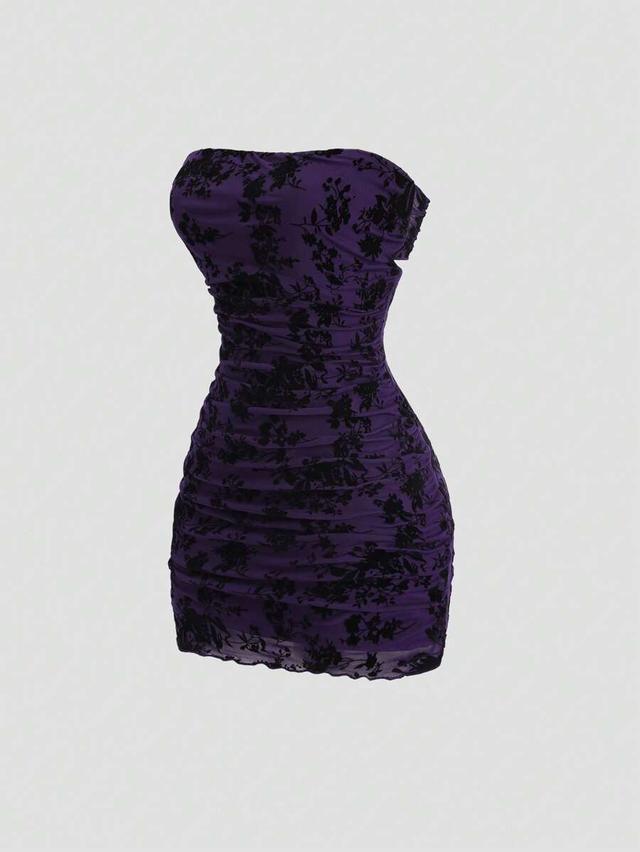 vintage american cutout halter velvet floral print mini dress