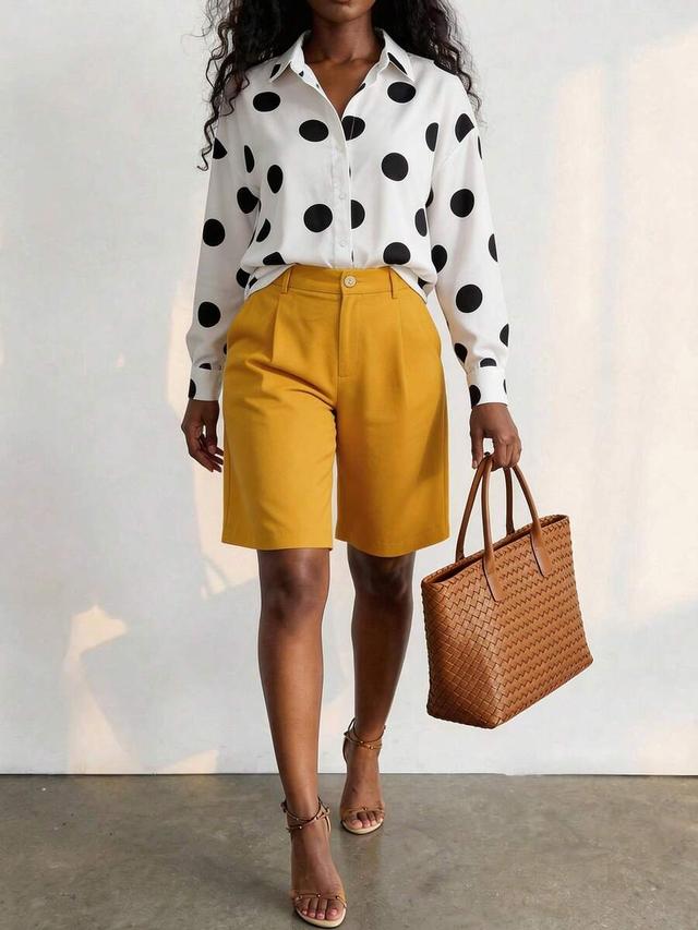 white high-waisted tailored casual shorts