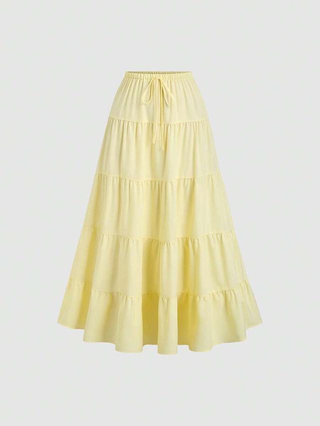 sweetra simple elastic waist loose puff skirt