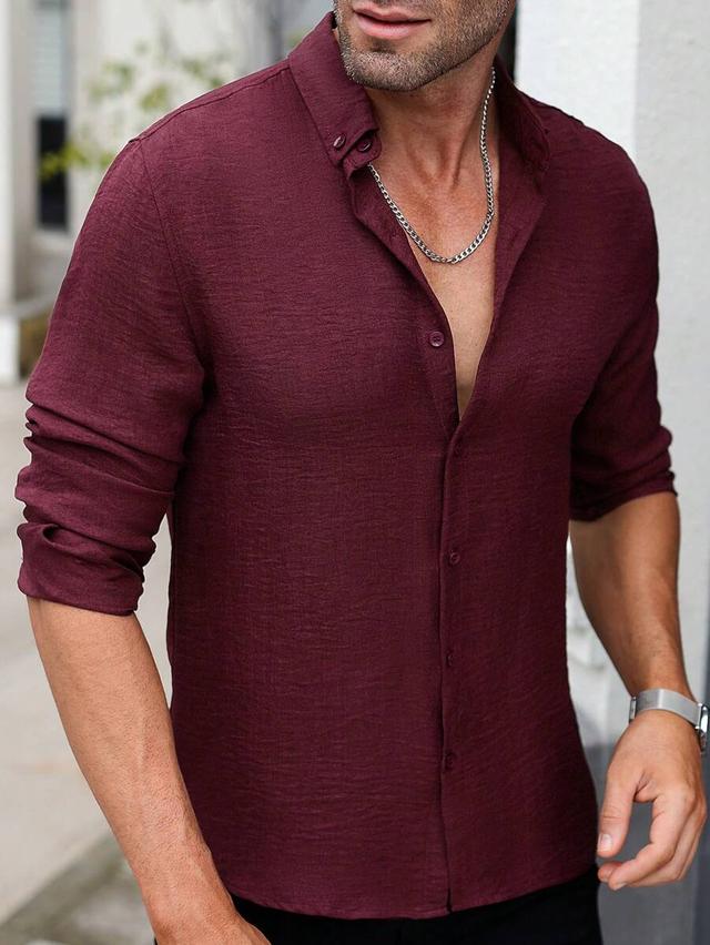 burgundy solid button up shirt