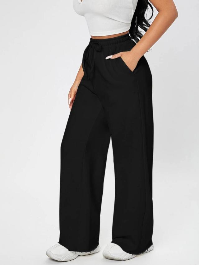 black drawstring waist slant pocket sweatpants