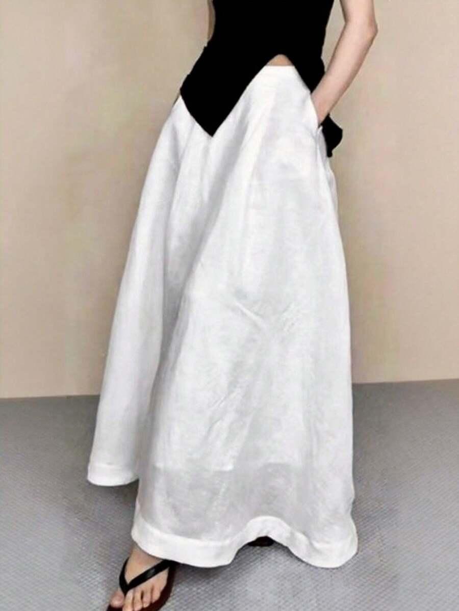 white linen skirt elegant casual vintage resort wear