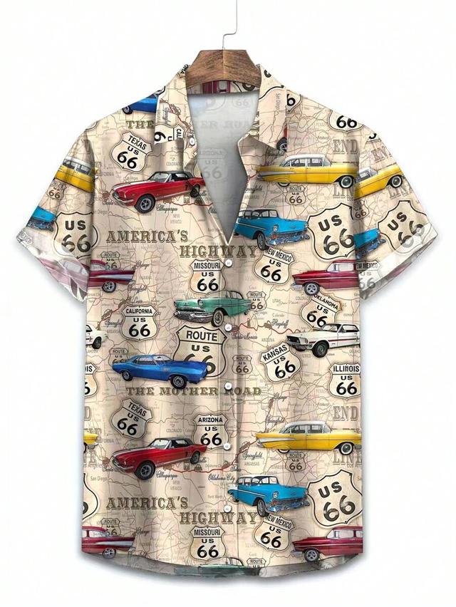 digital printed abstract pattern hawaiian short sleeve shirt