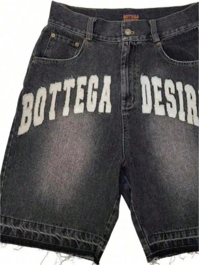 casual retro embroidered denim five-point shorts