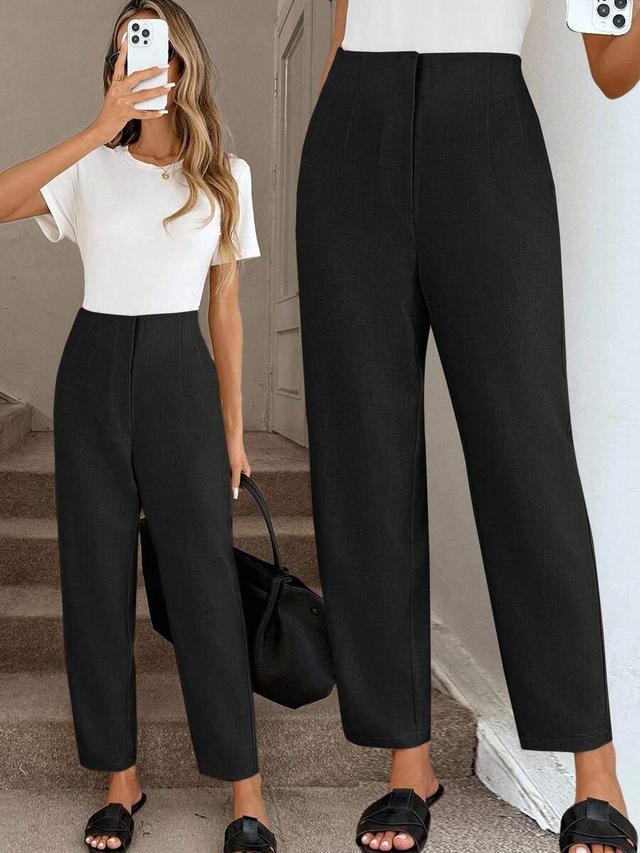 solid black high waisted formal trousers