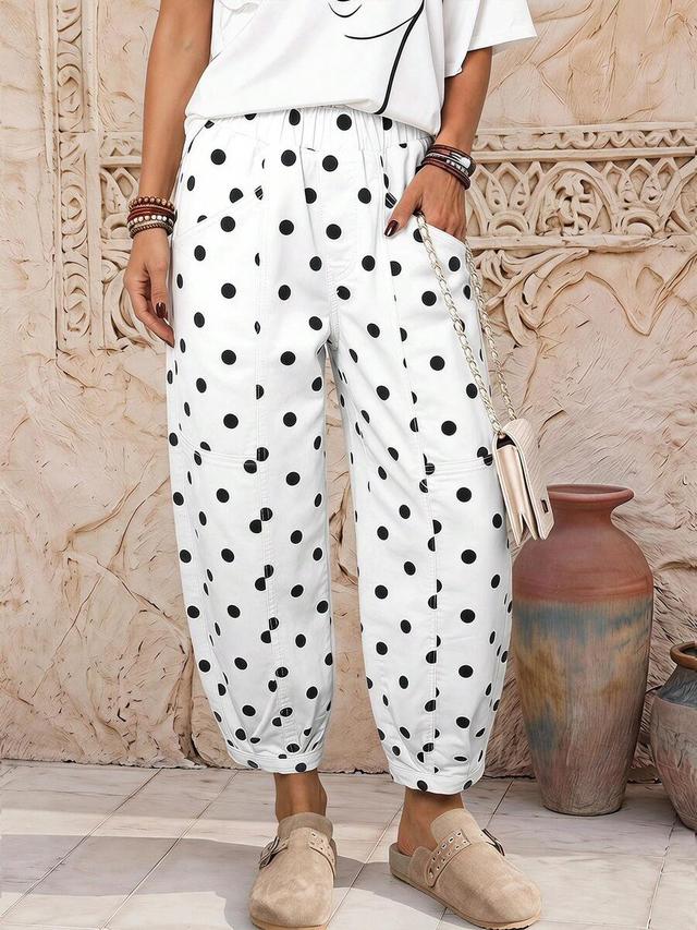 emery rose white polka dot print cuffed hem jeans