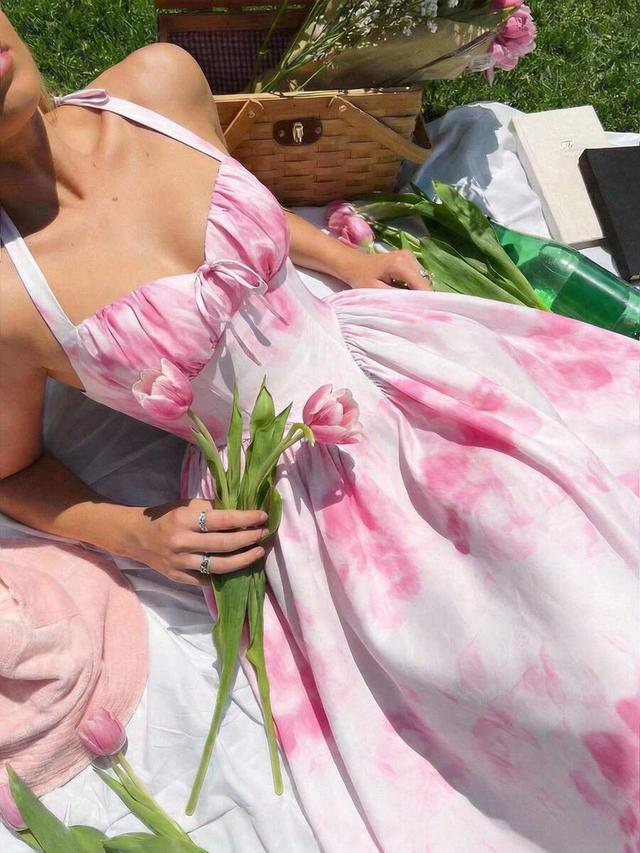 skyraze women's tie-dye ruched milkmaid dress