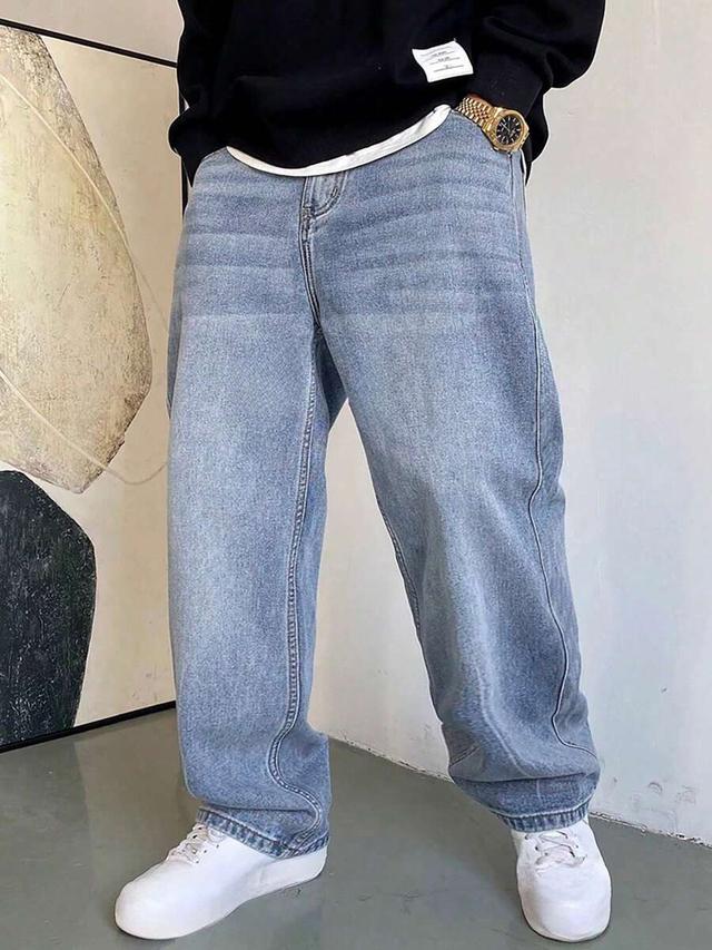japanese style washed casual wide leg denim jeans