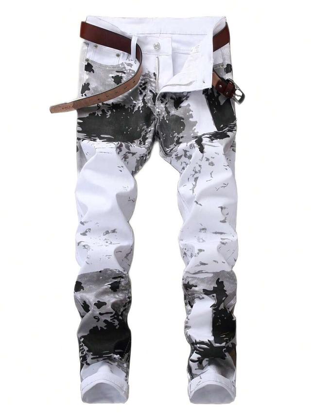 color block denim jeans in black and white