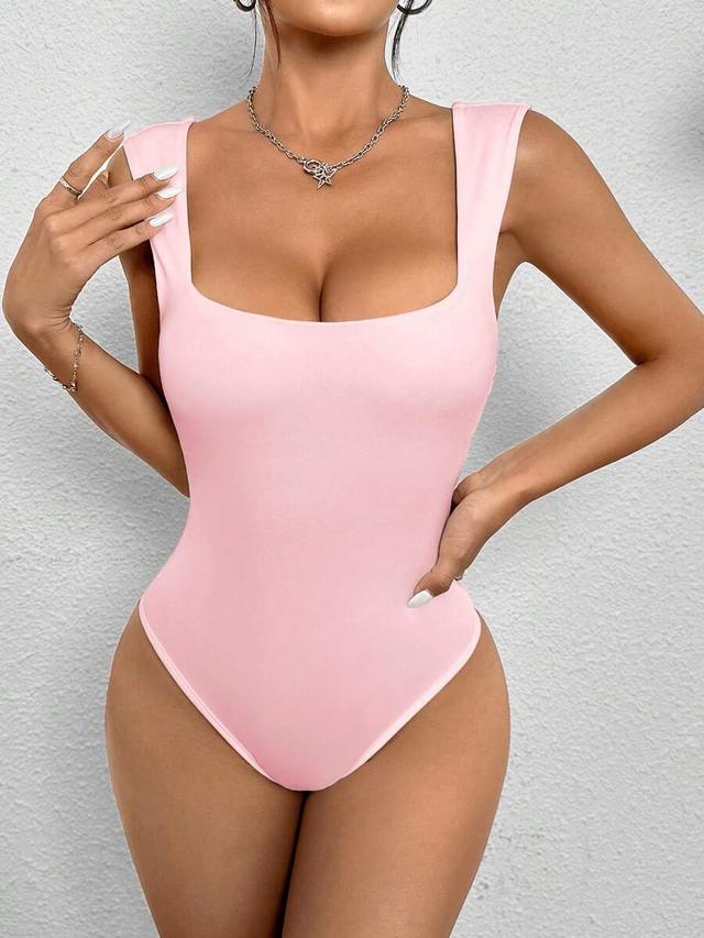 solid scoop neck tank bodysuit in light pink